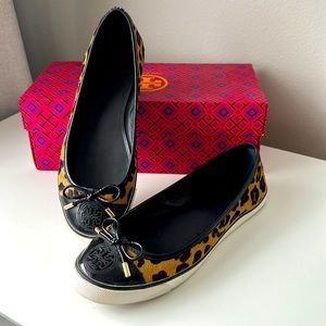 Tory Burch leopard print ballet slip ons